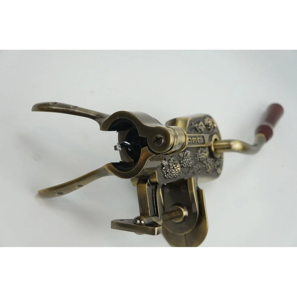 Legacy Wine Enthusiast Opener Corkscrew Brass Grape Relief Table Mount Clamp EUC